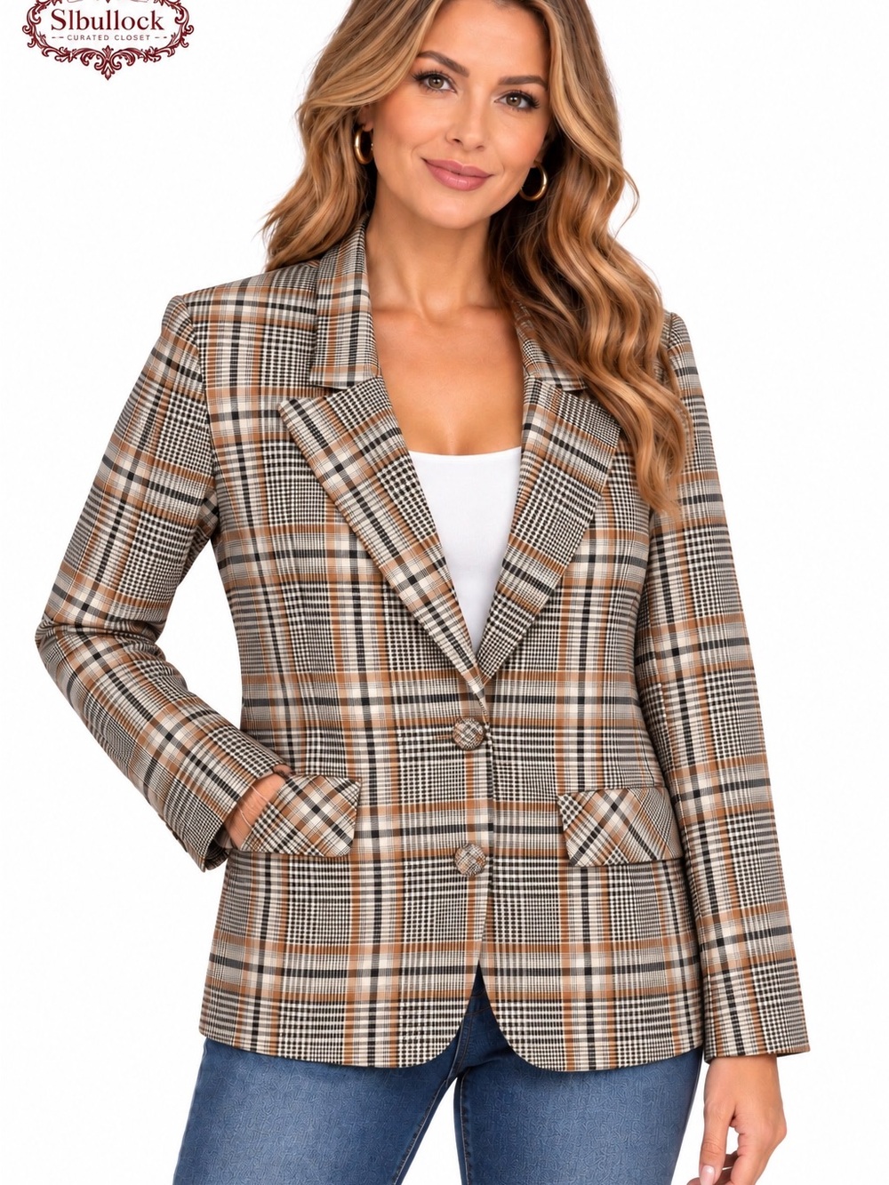B43 Vintage Plaid Wool Blend Fully Lined Blazer Size 38 US 8